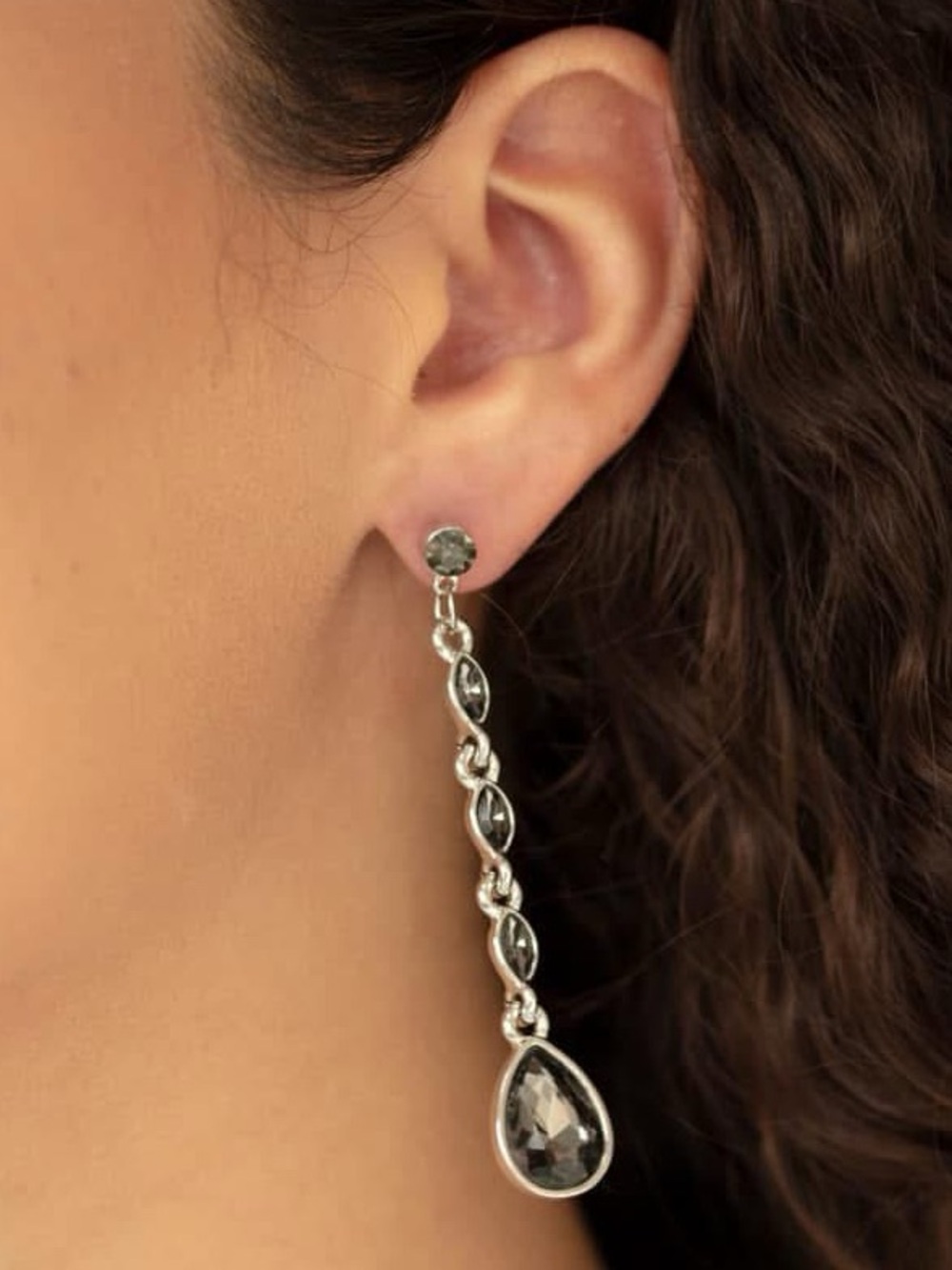 Gray crystal rhinestone drop earrings